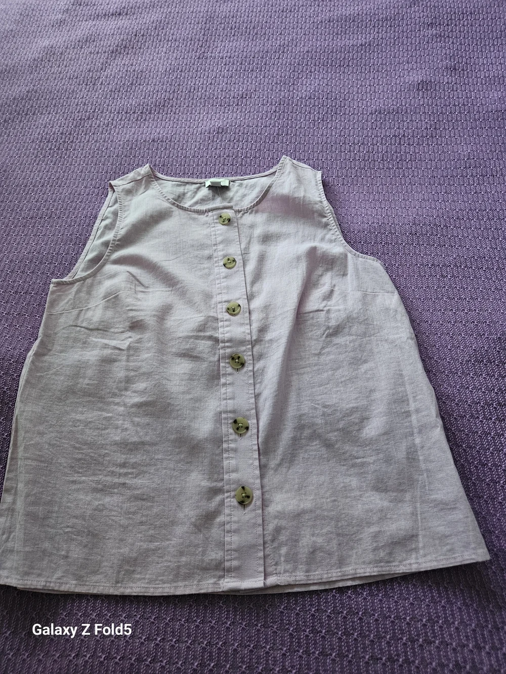J. Crew Pink Sleeveless Button-Front Linen-Blend Tank